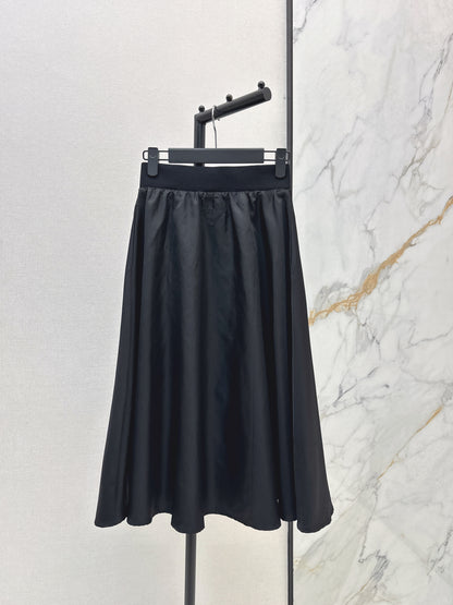 High waisted umbrella shaped nylon skirt