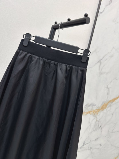 High waisted umbrella shaped nylon skirt