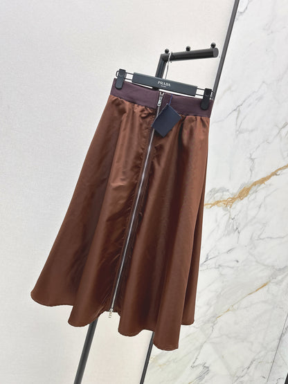 High waisted umbrella shaped nylon skirt