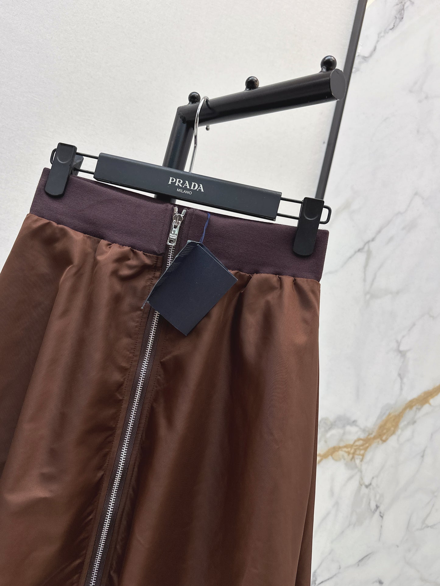 High waisted umbrella shaped nylon skirt