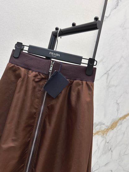 High waisted umbrella shaped nylon skirt