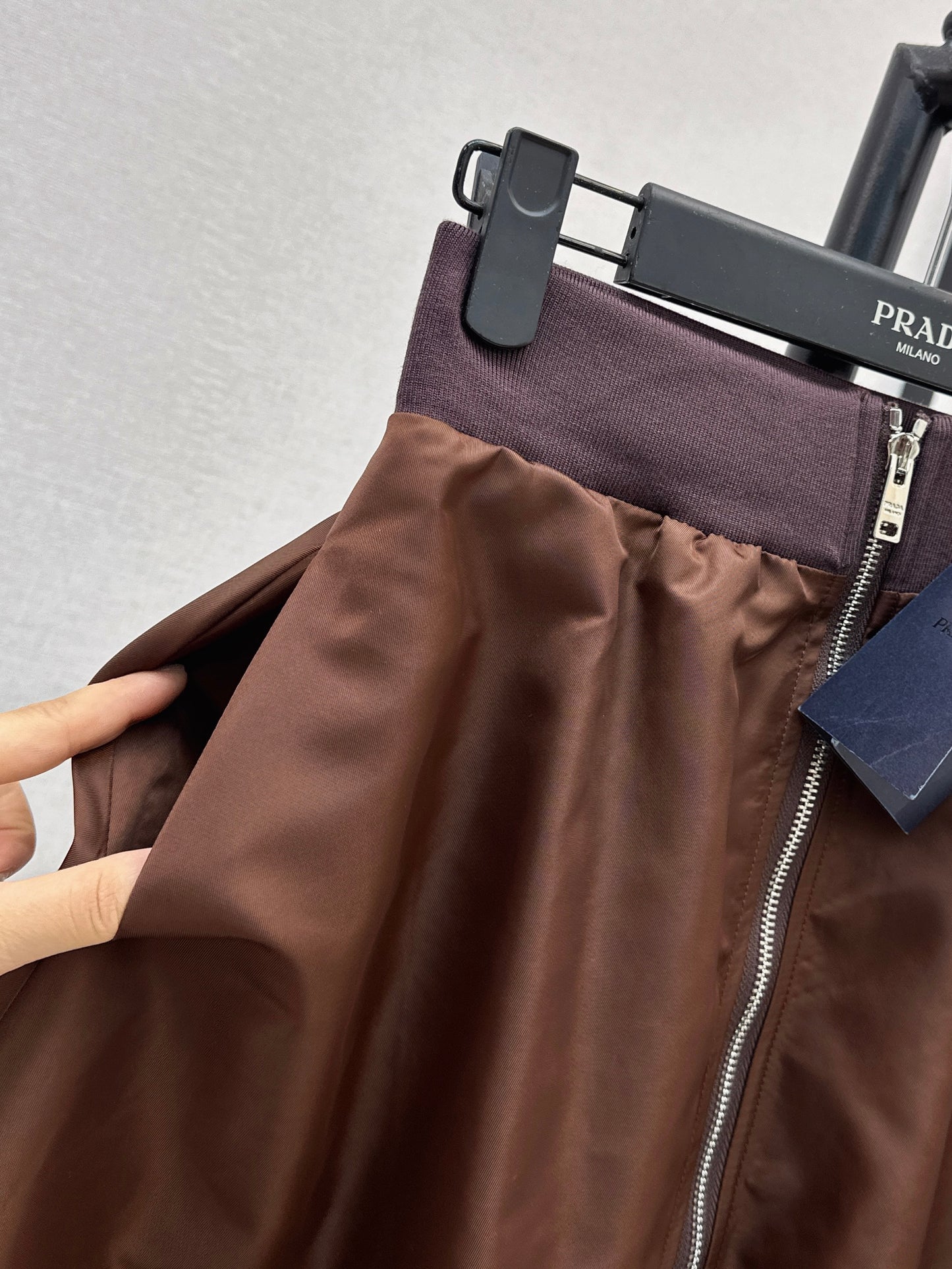 High waisted umbrella shaped nylon skirt