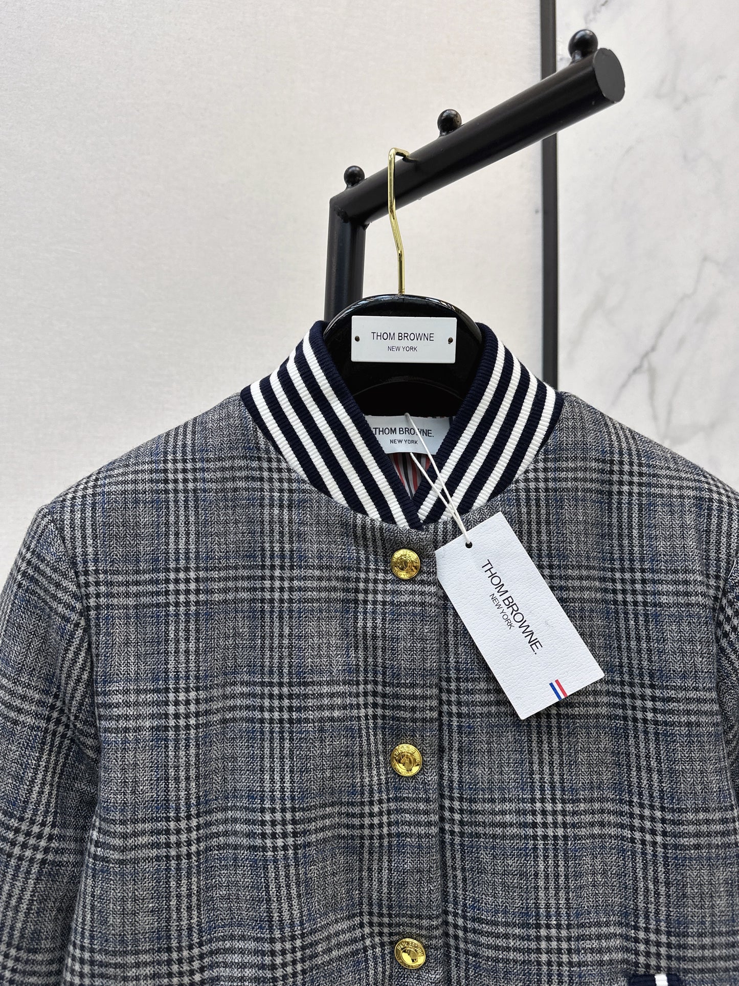 Grey plaid casual cotton jacket