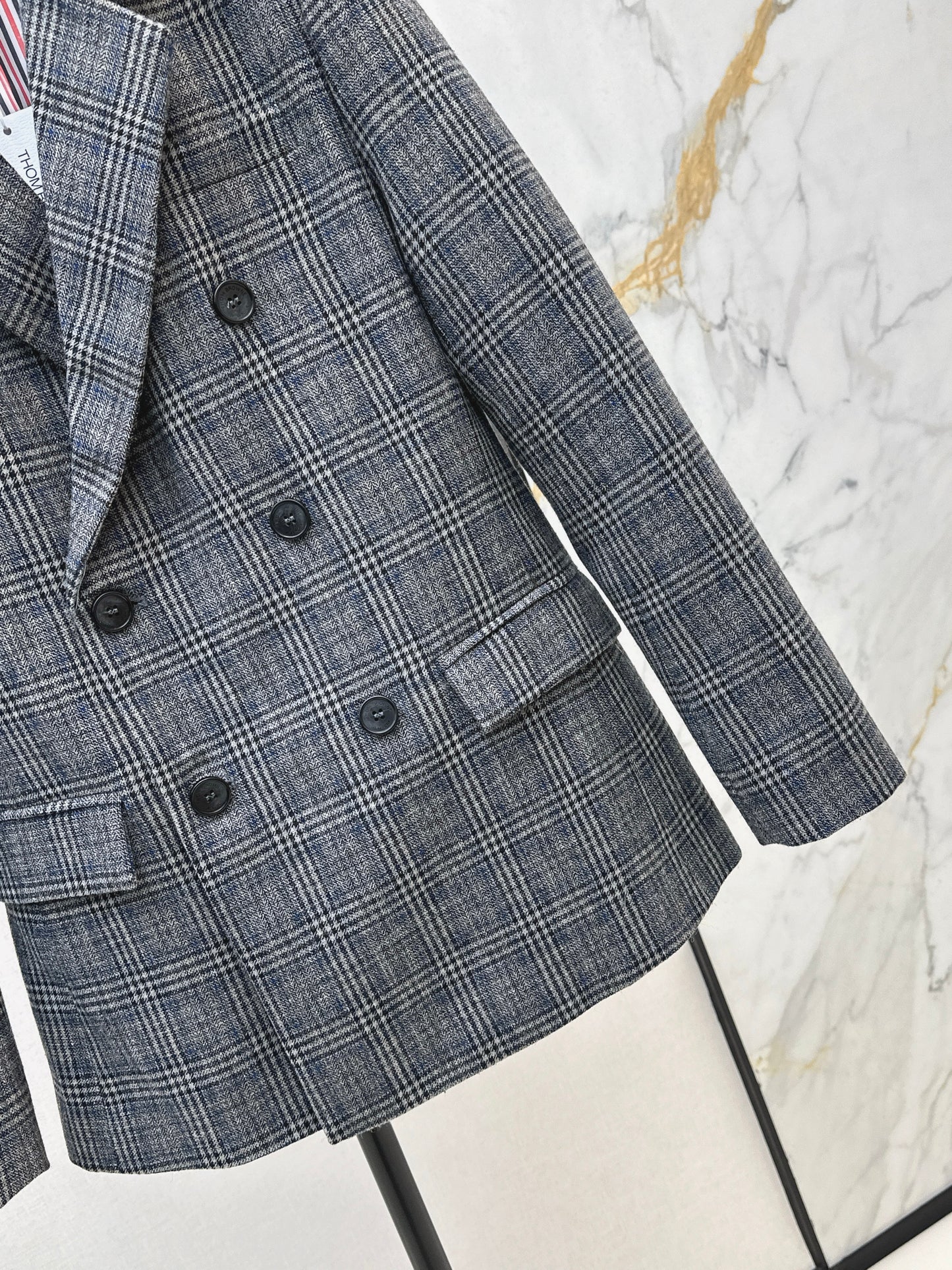 Striped double breasted suit jacket