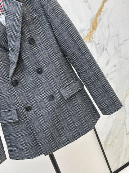 Striped double breasted suit jacket