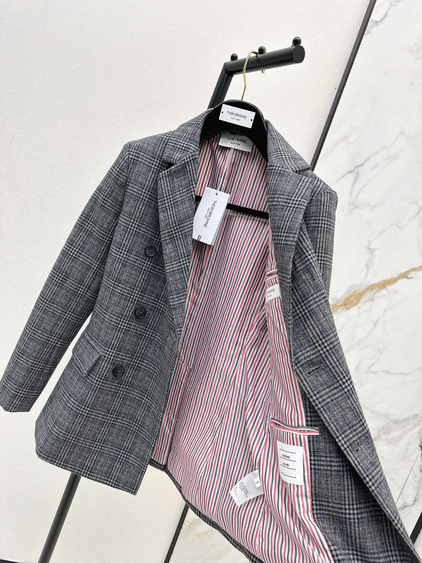 Striped double breasted suit jacket