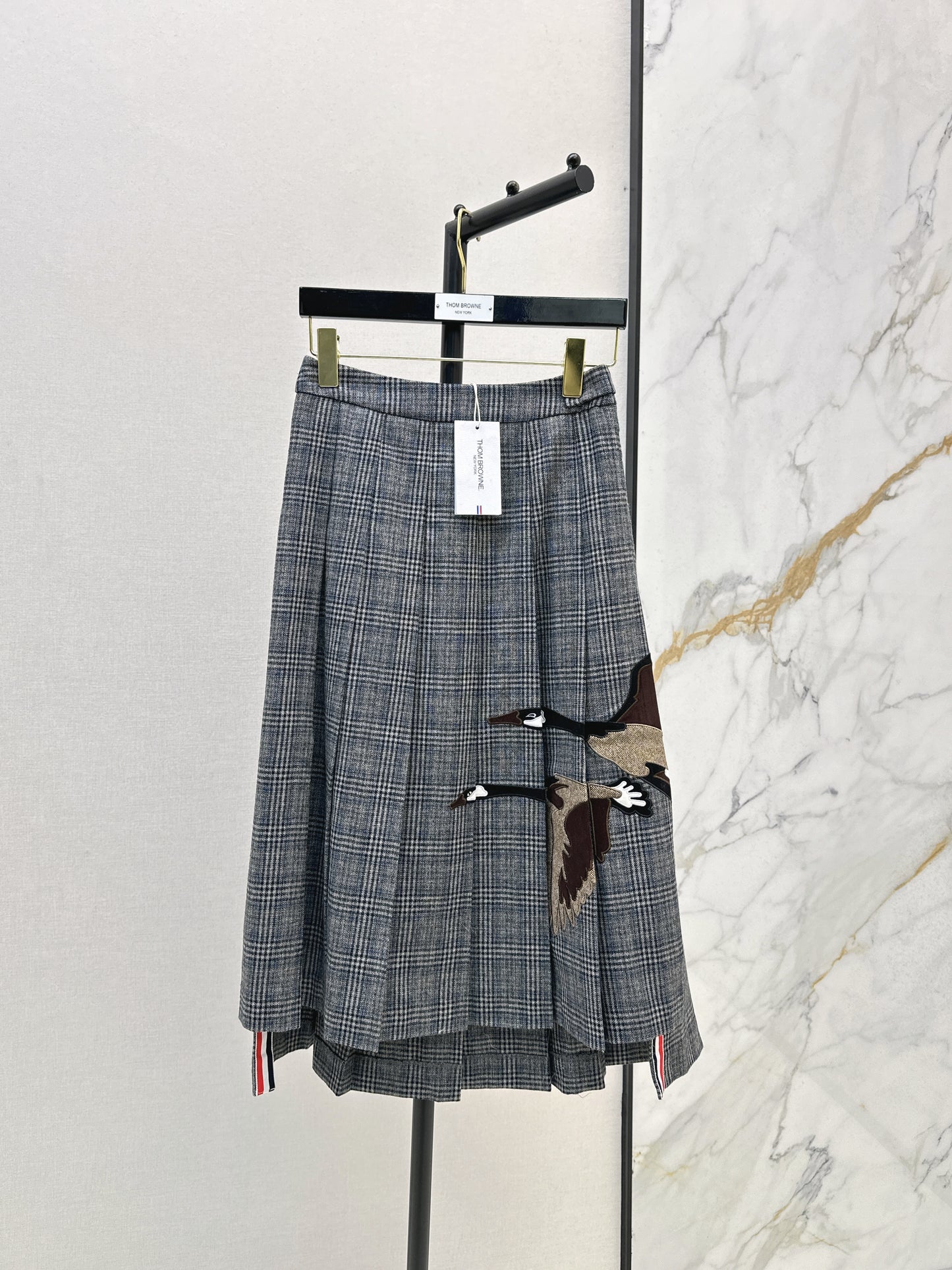 Wild Goose Embroidered plaid Long Half Skirt
