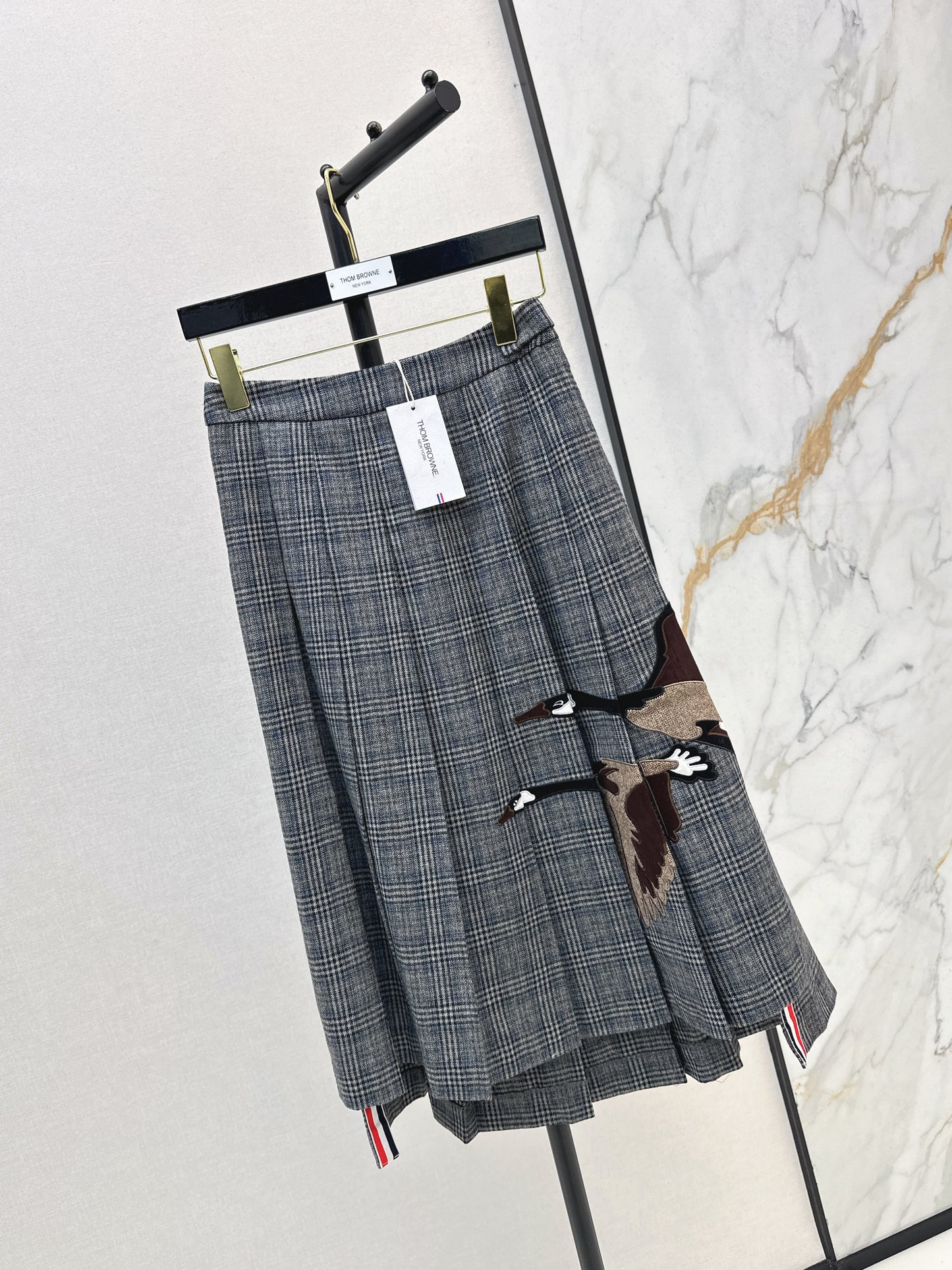 Wild Goose Embroidered plaid Long Half Skirt