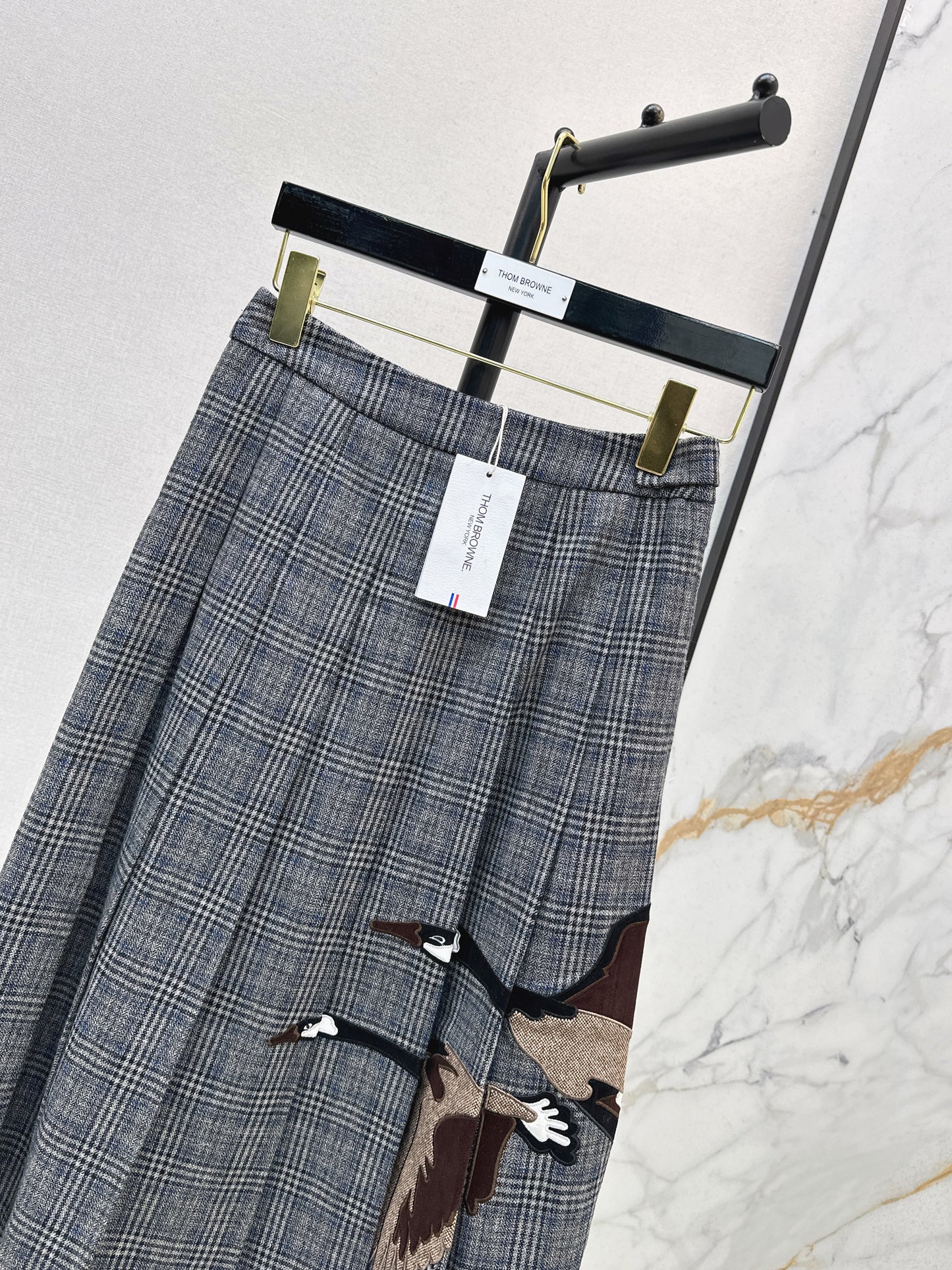 Wild Goose Embroidered plaid Long Half Skirt