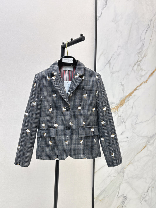 Wild Goose Embroidered plaid casual suit jacket