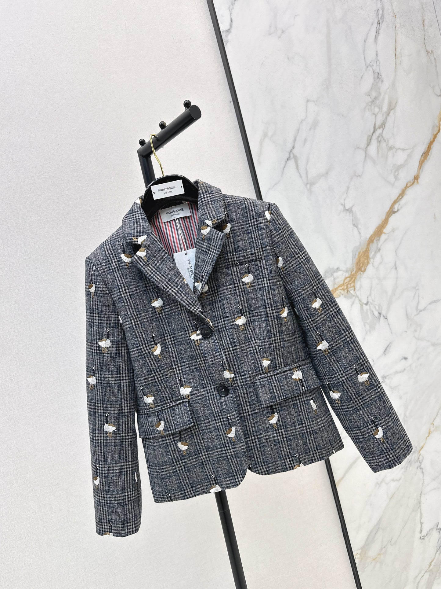 Wild Goose Embroidered plaid casual suit jacket