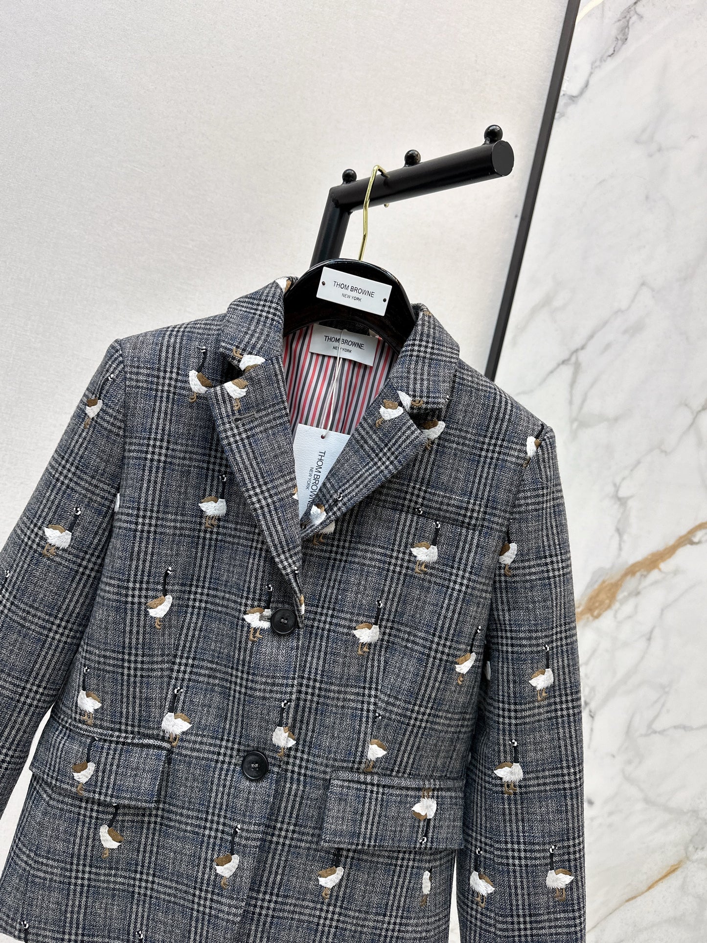 Wild Goose Embroidered plaid casual suit jacket