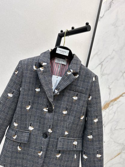 Wild Goose Embroidered plaid casual suit jacket