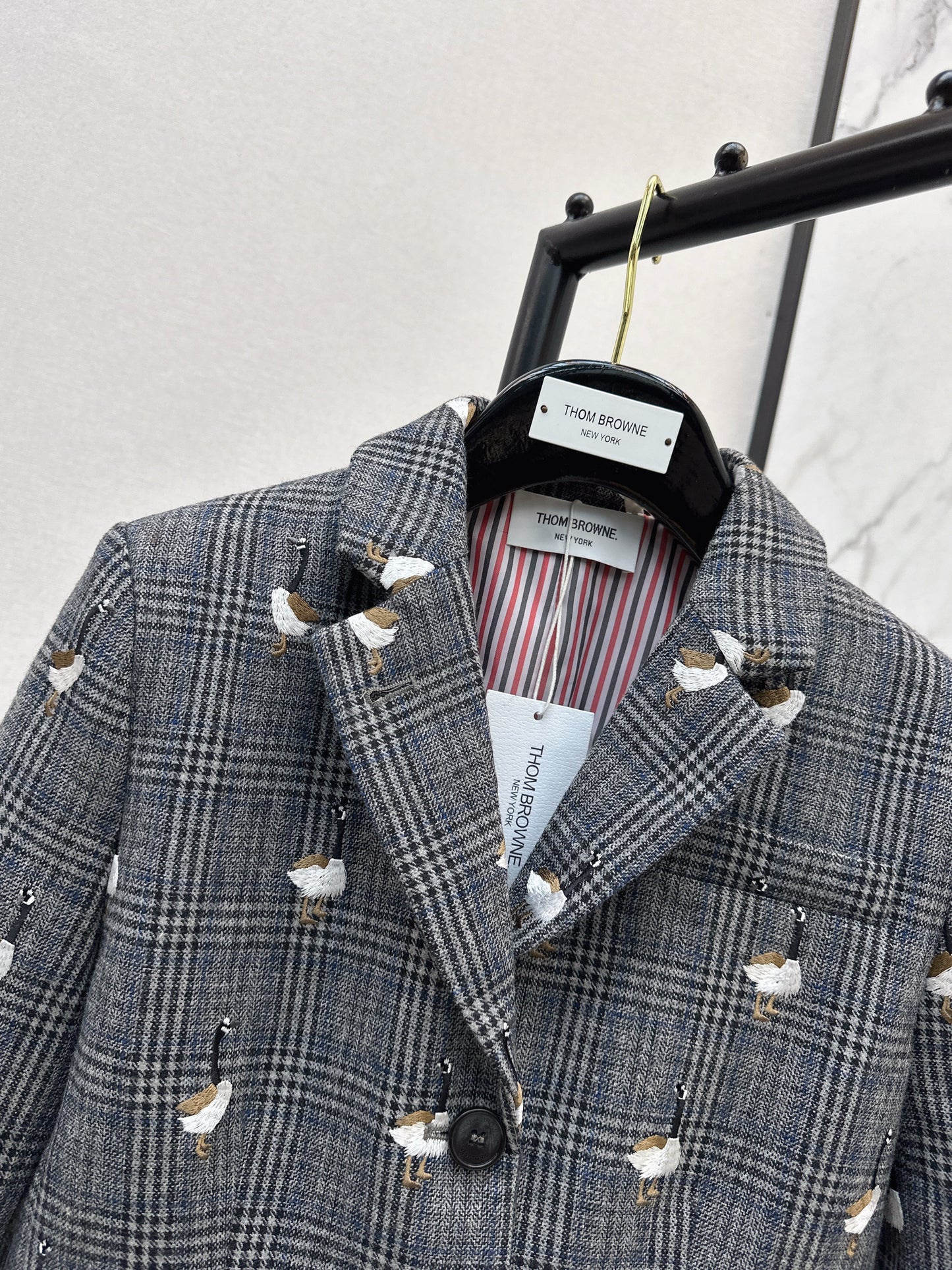 Wild Goose Embroidered plaid casual suit jacket