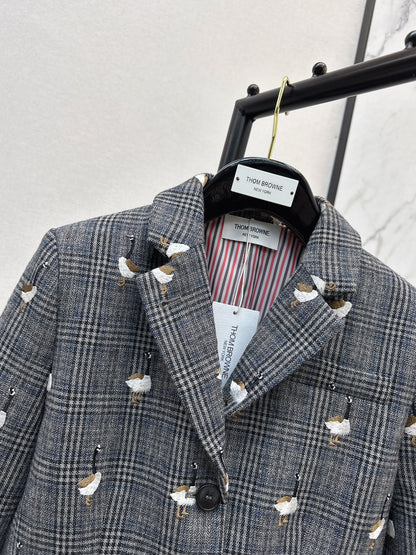 Wild Goose Embroidered plaid casual suit jacket