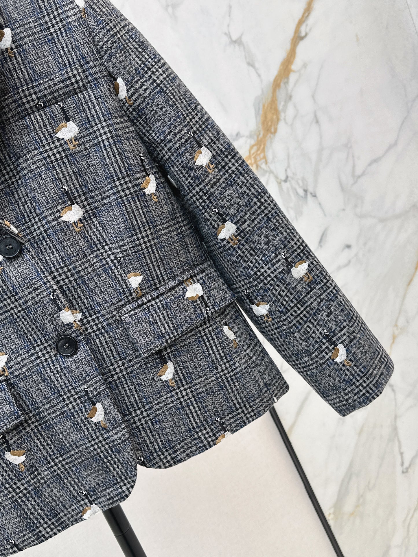 Wild Goose Embroidered plaid casual suit jacket