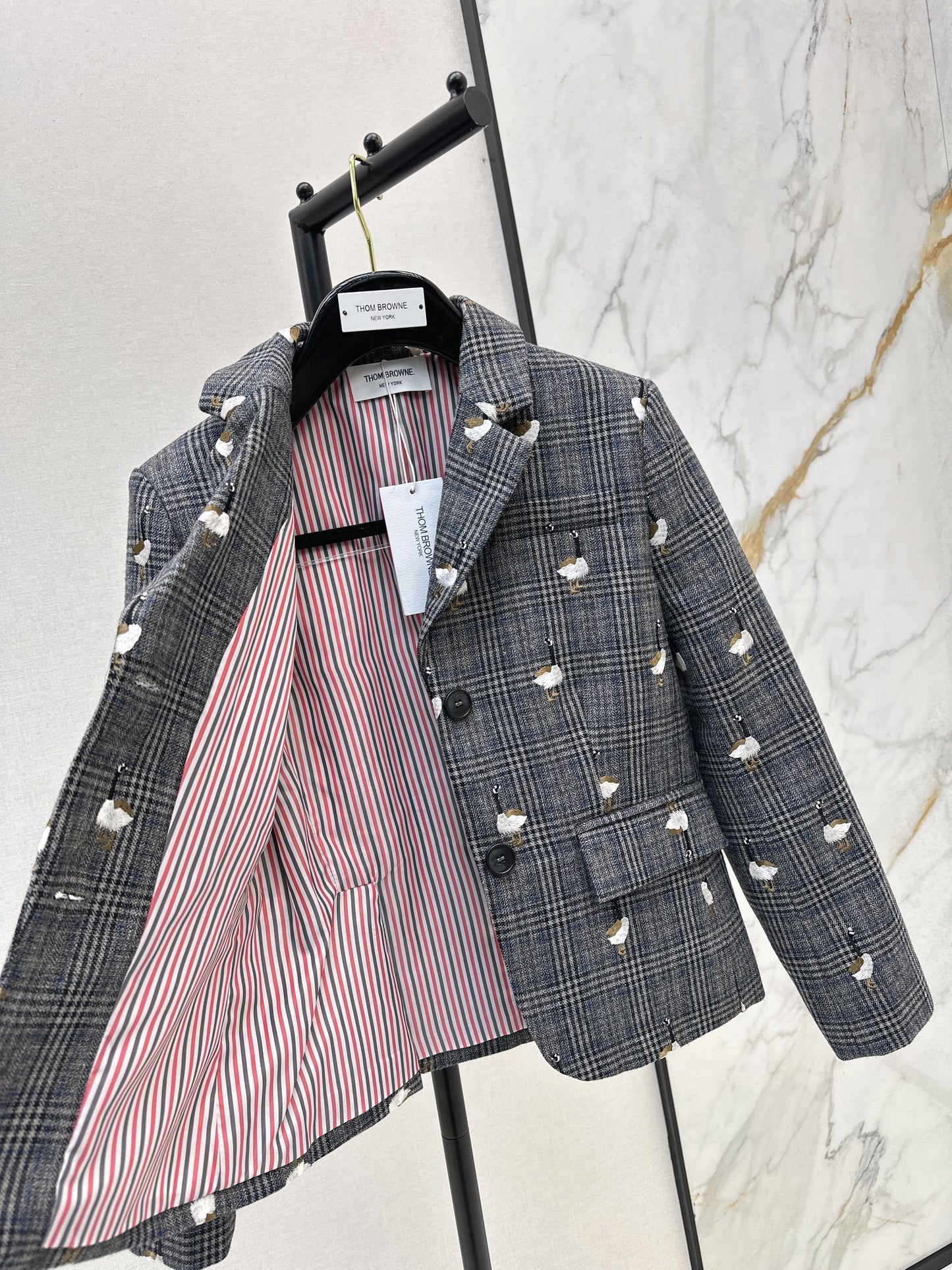 Wild Goose Embroidered plaid casual suit jacket