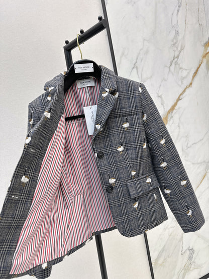 Wild Goose Embroidered plaid casual suit jacket
