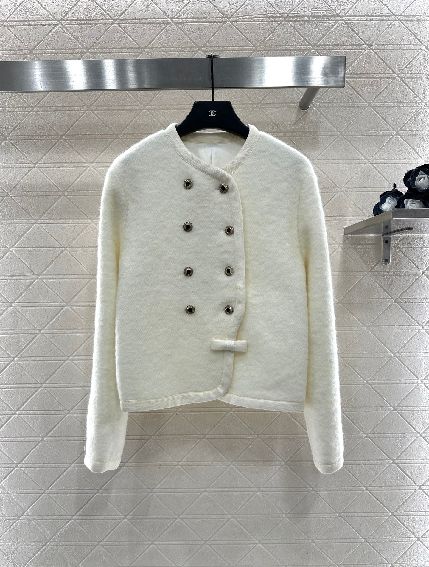 Round neck woolen dress jacket