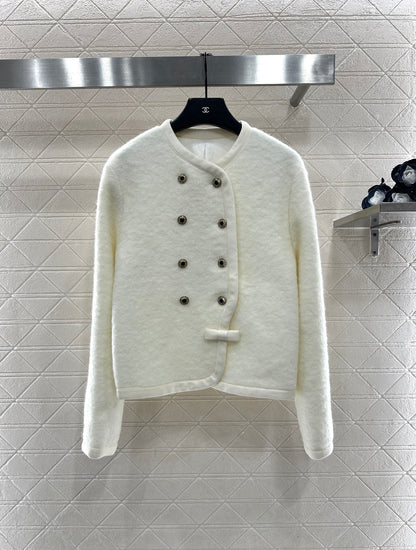 Round neck woolen dress jacket