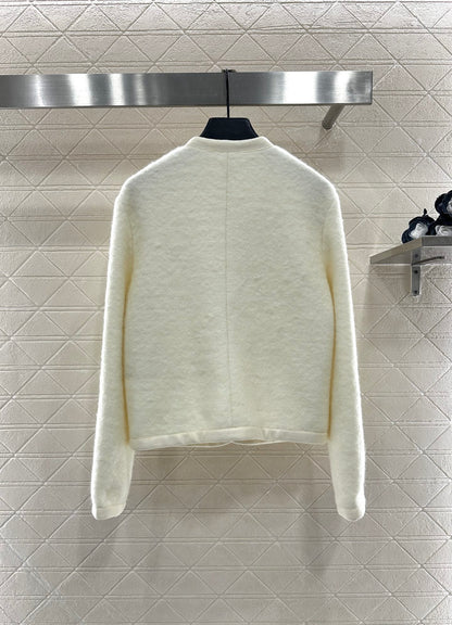 Round neck woolen dress jacket