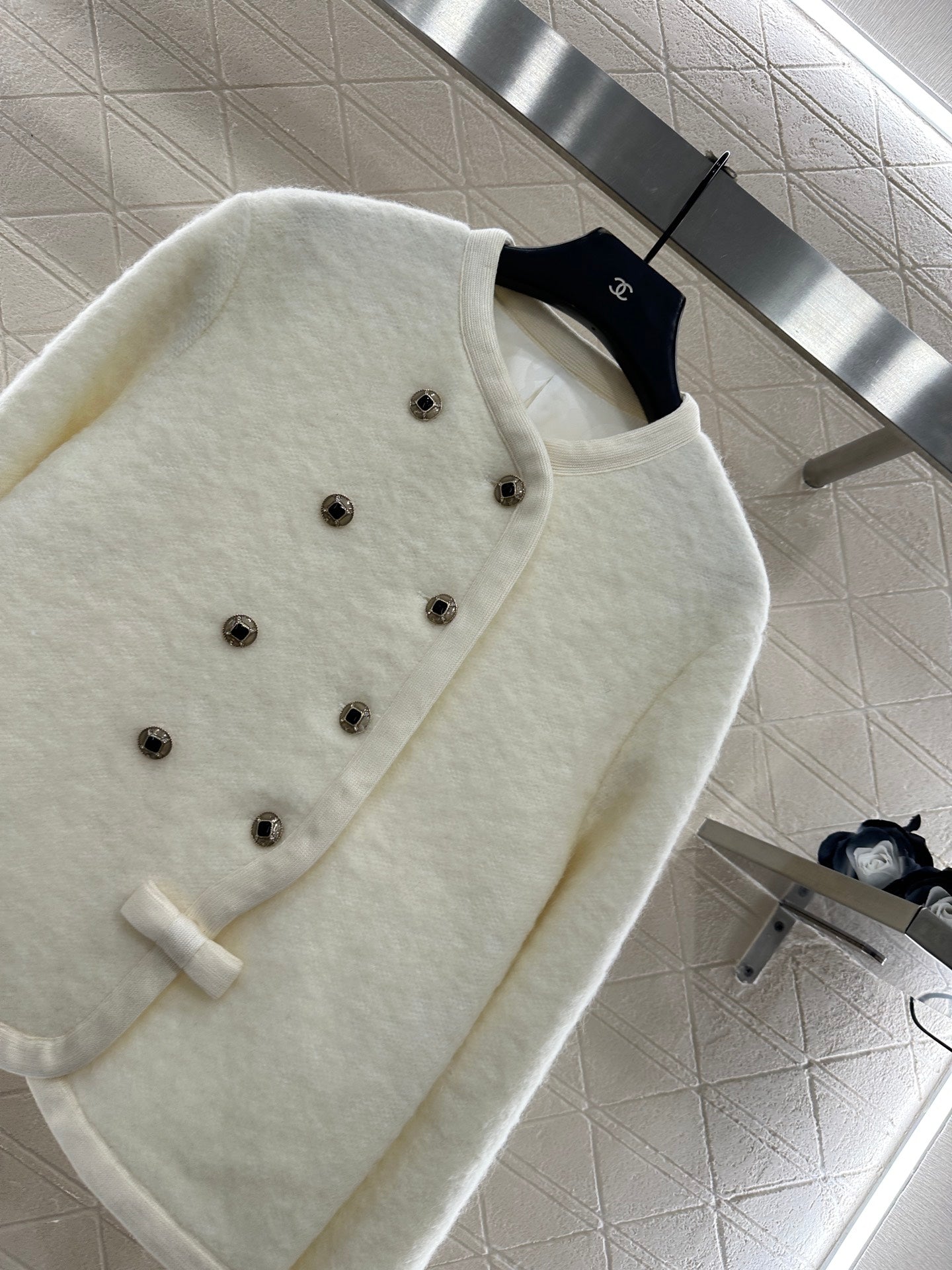 Round neck woolen dress jacket