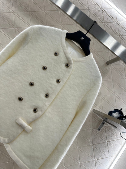 Round neck woolen dress jacket