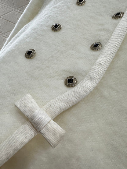 Round neck woolen dress jacket