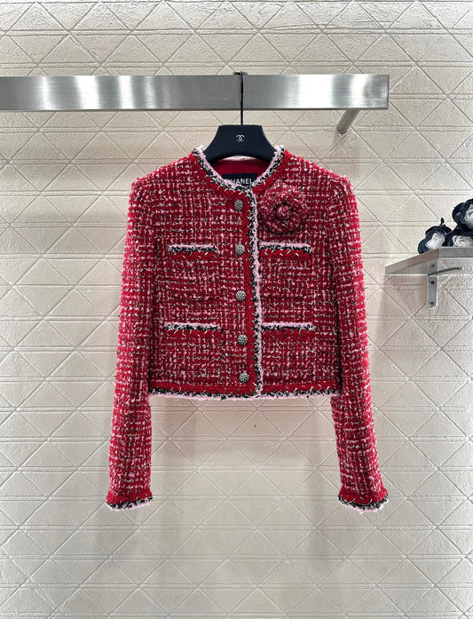 Camellia flower brooch woven outer jacket