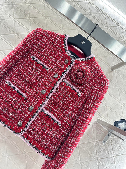 Camellia flower brooch woven outer jacket