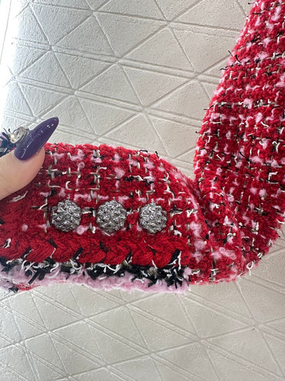 Camellia flower brooch woven outer jacket