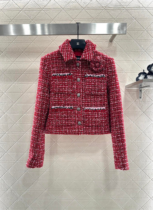 Camellia flower brooch woven jacket