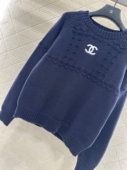 Embroidered crochet sweater