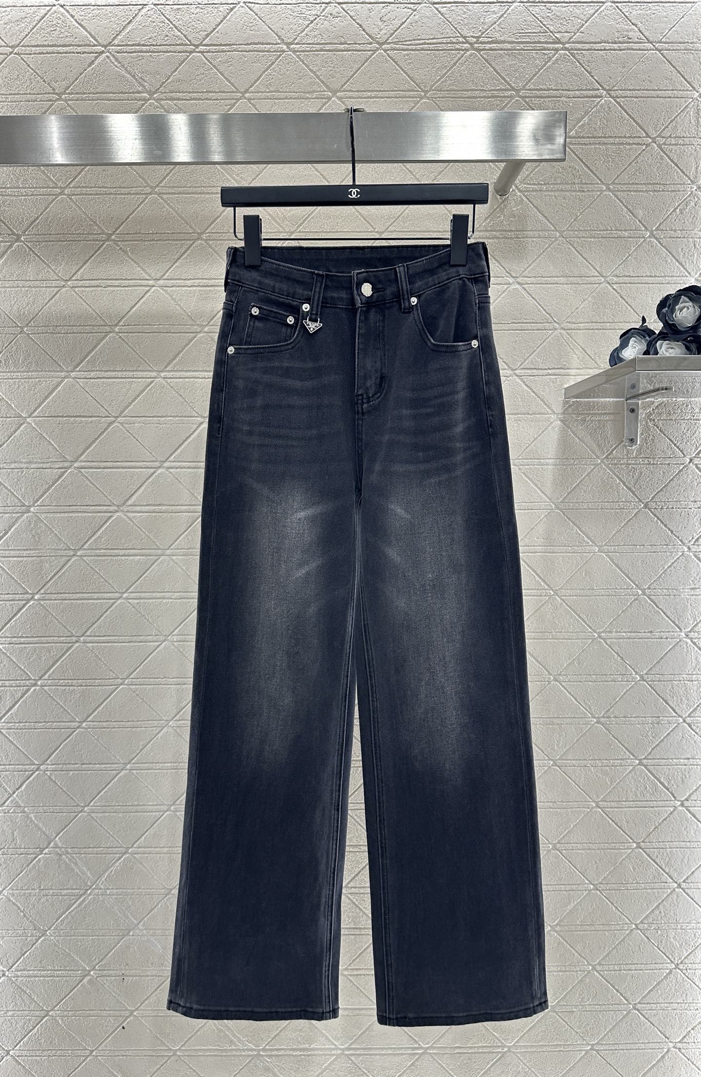 Straight leg denim pants