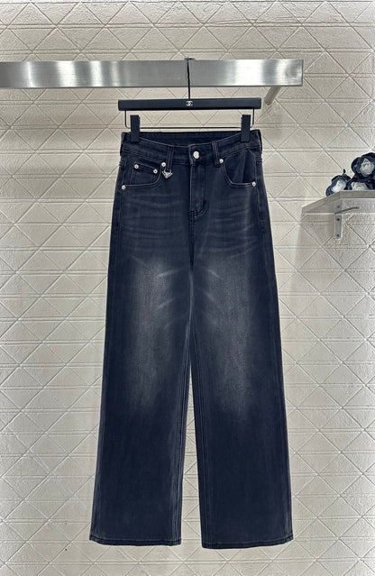 Straight leg denim pants