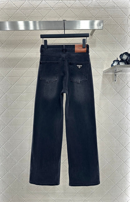 Straight leg denim pants