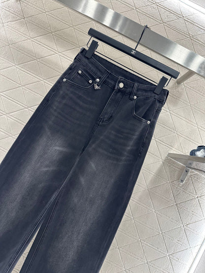 Straight leg denim pants