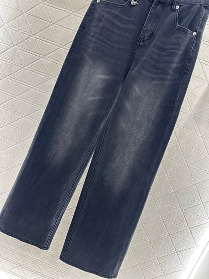 Straight leg denim pants