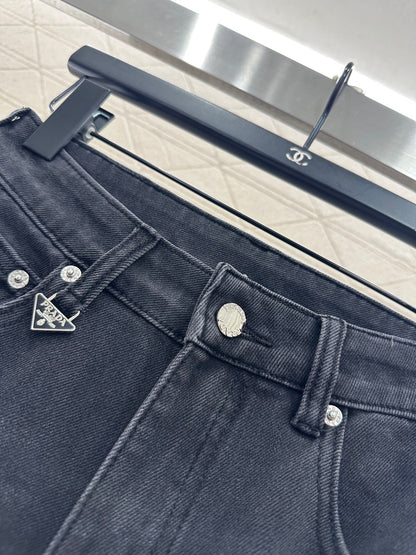 Straight leg denim pants