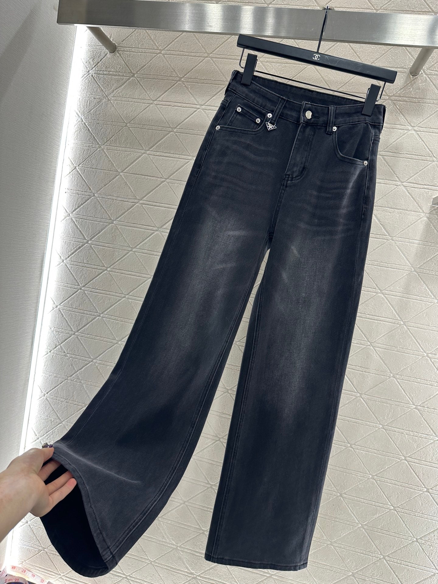 Straight leg denim pants
