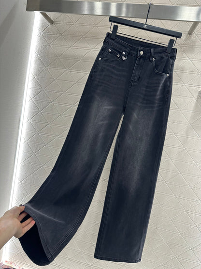 Straight leg denim pants