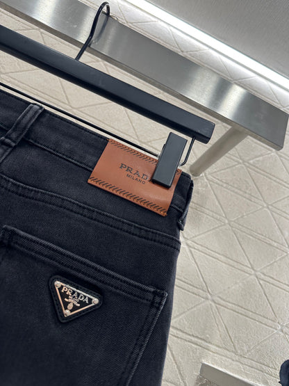 Straight leg denim pants