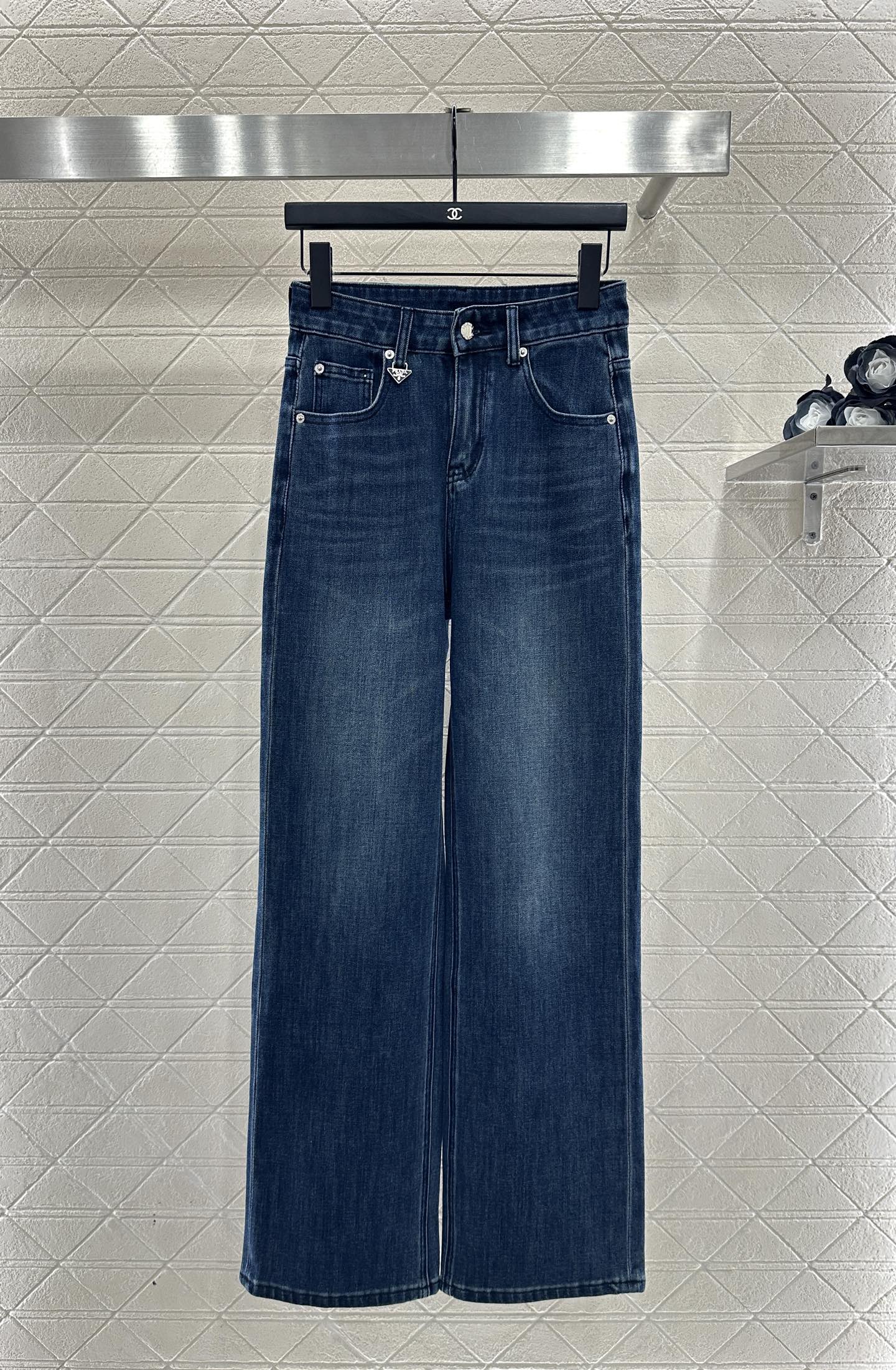 Straight leg denim pants