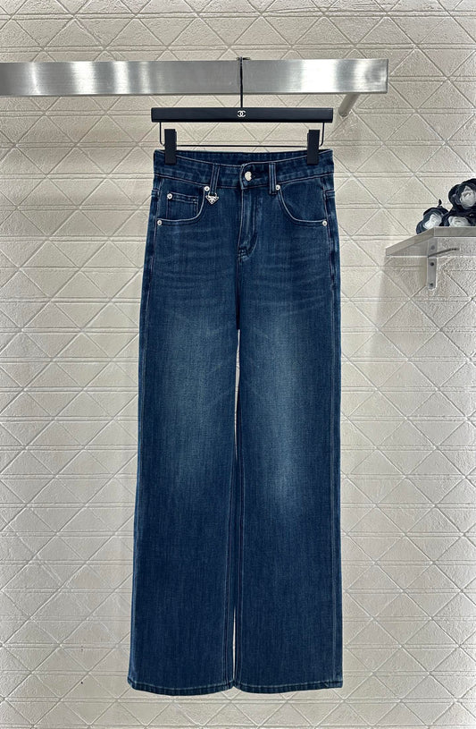 Straight leg denim pants