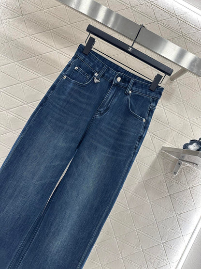 Straight leg denim pants