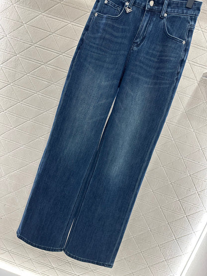 Straight leg denim pants