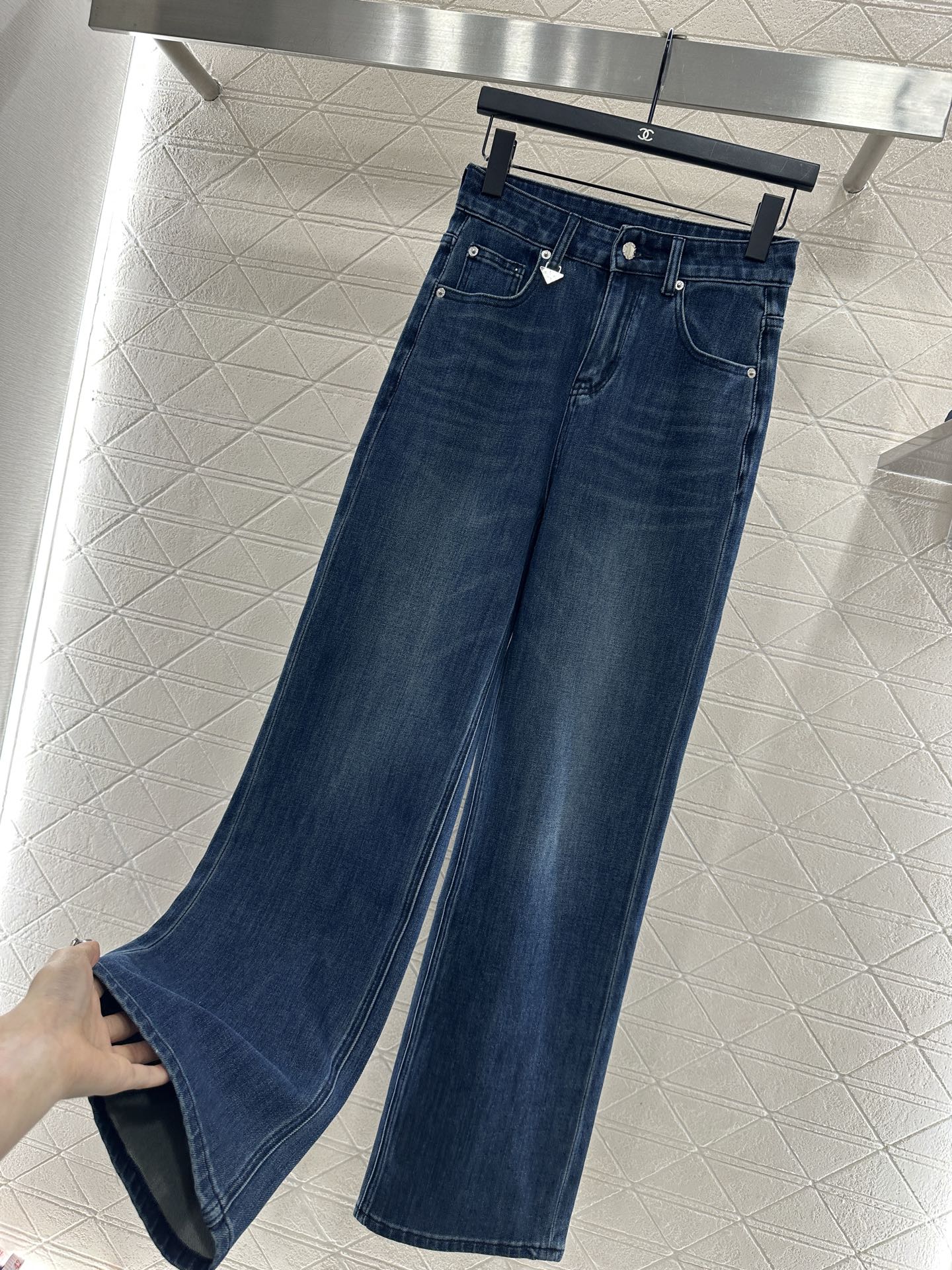 Straight leg denim pants