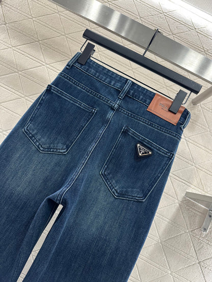 Straight leg denim pants