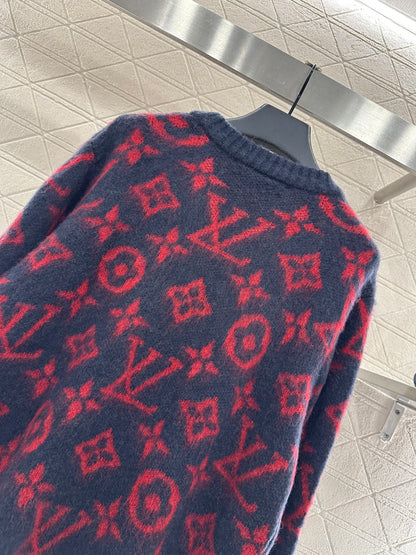 V-neck jacquard knitted cardigan