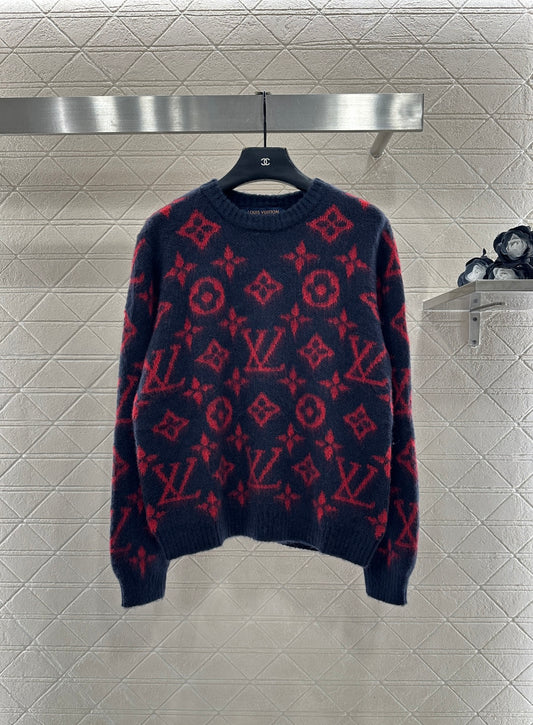 Round neck jacquard sweater